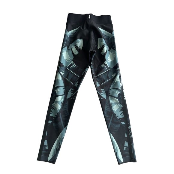ULTRACOR Palm Leaf Black Workout Training Leggings Size Medium NEW NWT - Picture 4 of 8